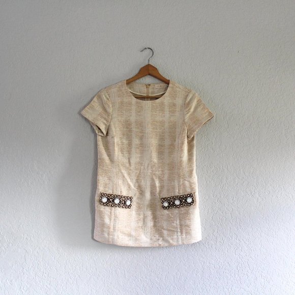 Tory Burch Jillian Ivory Embellished jeweled women's Tunic Top sz 6 - Picture 1 of 14